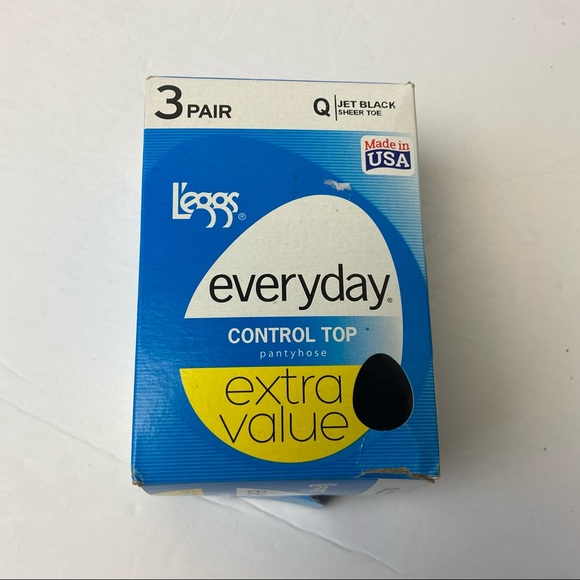 Leggs Sheer Black Control Top Pantyhose Large 3 - Picture 1 of 5